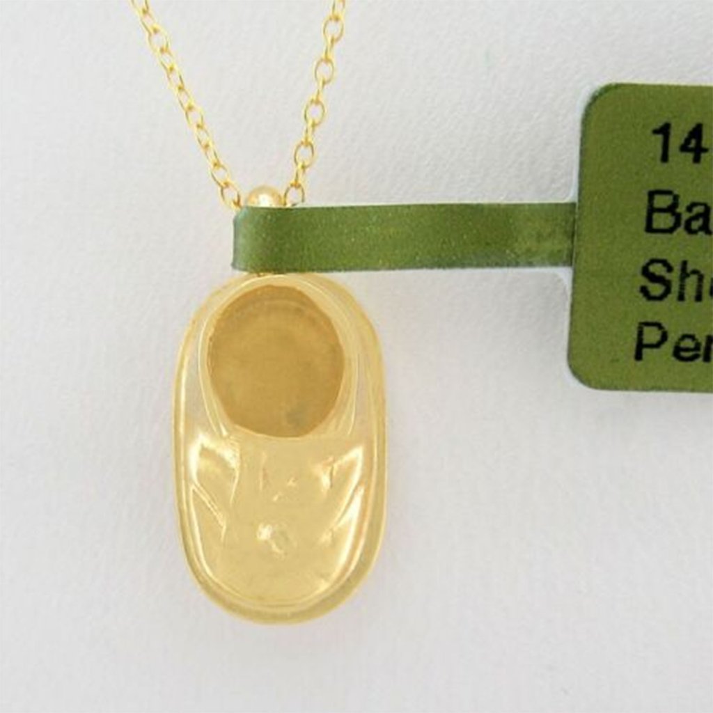 Baby Shoe 3 D Pendant 14k Yellow Gold